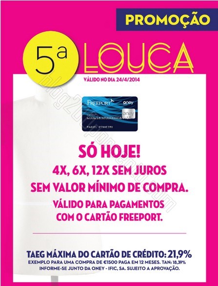 Quintas Loucas | FREEPORT | descontos extras, dia 24 abril