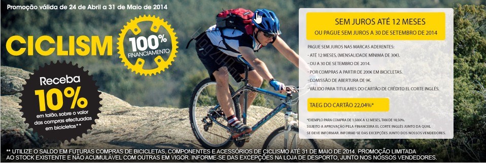 10% de desconto | EL CORTE INGLÉS | Ciclismo de 24 abril a 31 maio