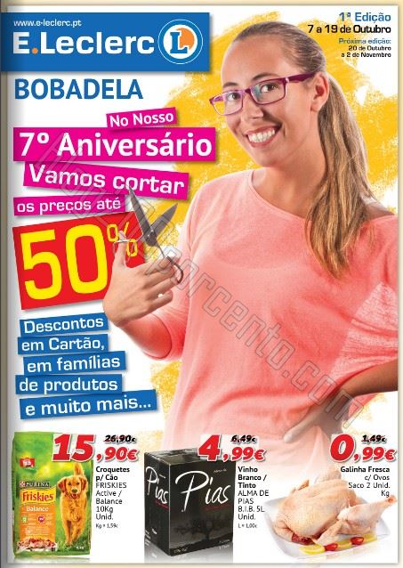 Antevisão folheto E-LECLERC Bobadela aniversário de 7 a 19 outubro