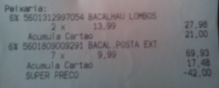 Resultado da acumulação CONTINENTE Peixe Congelado