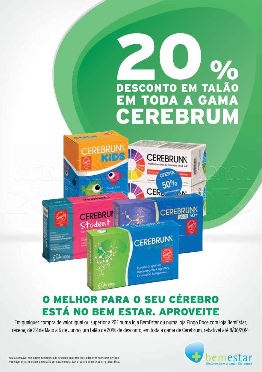 20% de desconto PINGO DOCE Bem Estar até 6 junho - Cerebrum