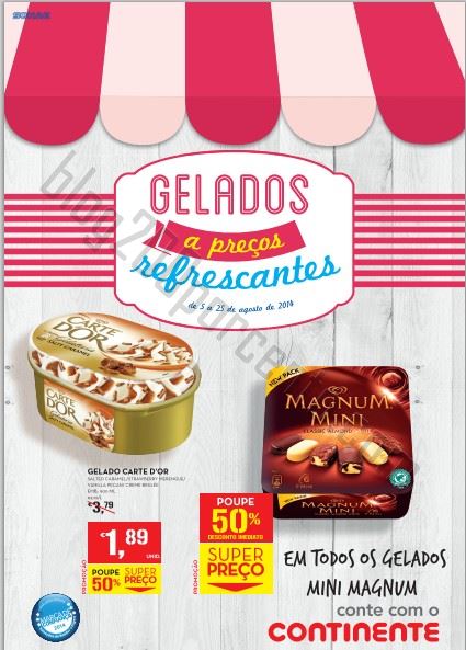 Novo Folheto CONTINENTE Gelados até 25 agosto