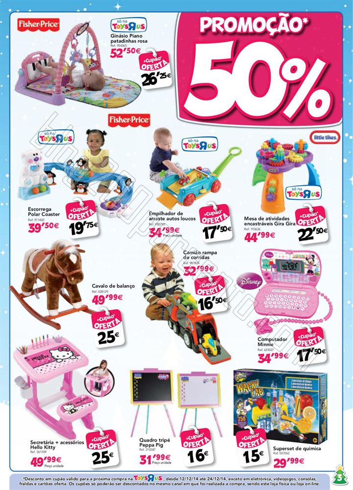 Novo Folheto TOYSRUS 50% de desconto de 3 a 11 dez