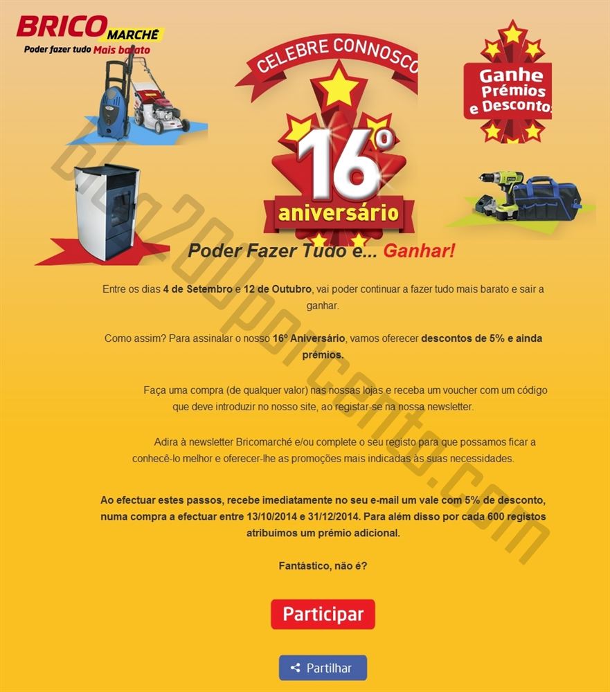 Passatempo BRICOMARCHÉ ganhe descontos e prémios de 4 a 12 setembro