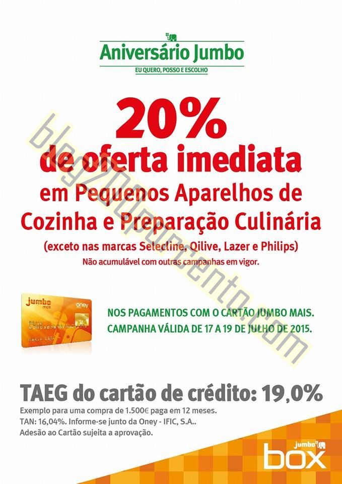 20% de desconto JUMBO - BOX Fim de semana de 17 a 
