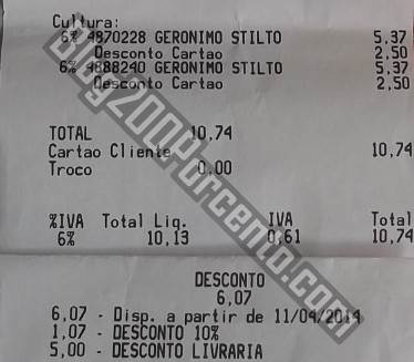 Resultado do uso do talão de 5€ em 10€ de livros | CONTINENTE |