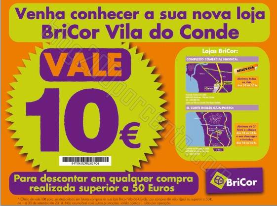 Vale de 10€ de desconto BRICOR Vila do Conde