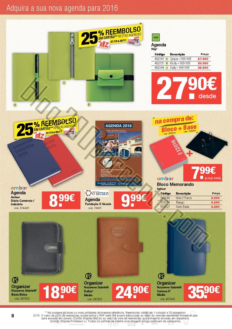 Antevisão Folheto STAPLES Agendas de 1 outubro a 