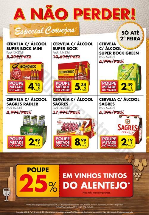 Novo poupe metade PINGO DOCE de 7 a 9 junho - Cervejas
