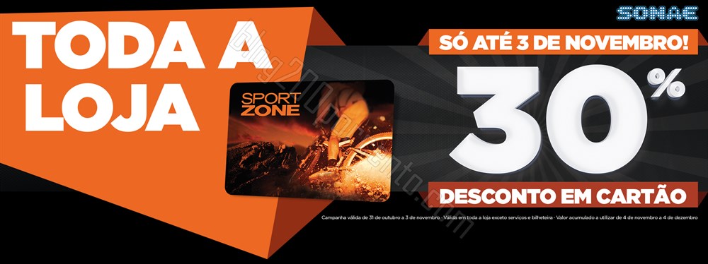 30% de desconto SPORT ZONE de 31 outubro a 3 novem