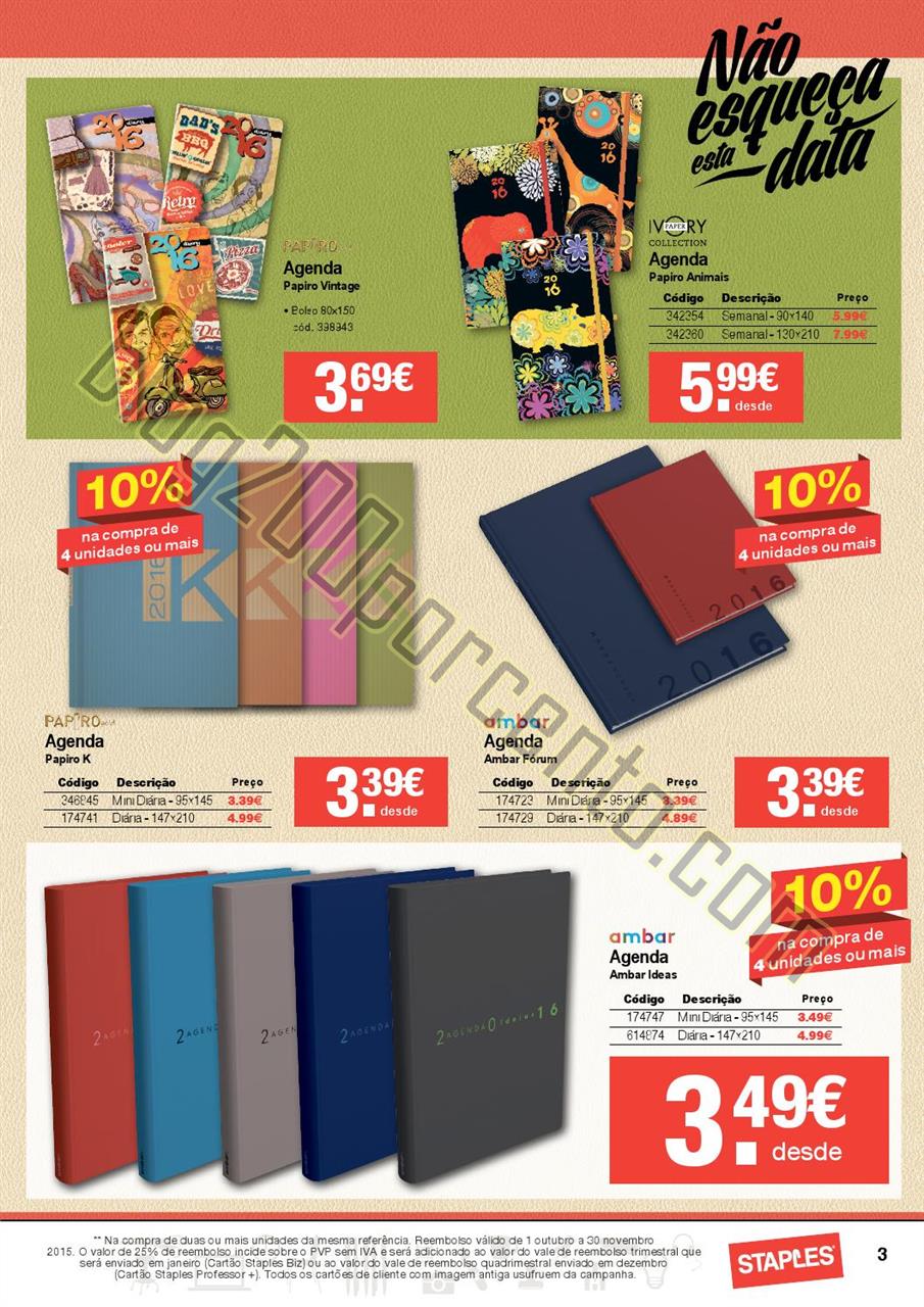 Antevisão Folheto STAPLES Agendas de 1 outubro a 