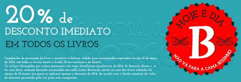 20% de desconto BERTRAND apenas hoje, dia 21 maio