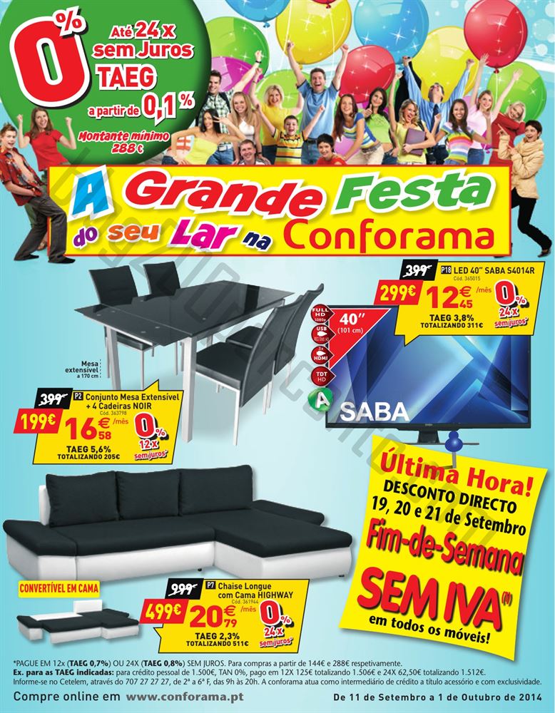 Antenvisão Folheto CONFORAMA Promoções de 11 setembro a 1 outubro