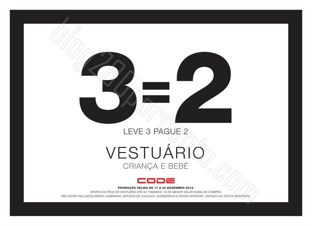 Leve 3 Pague 2 CODE - PINGO DOCE de 17 a 24 dezemb