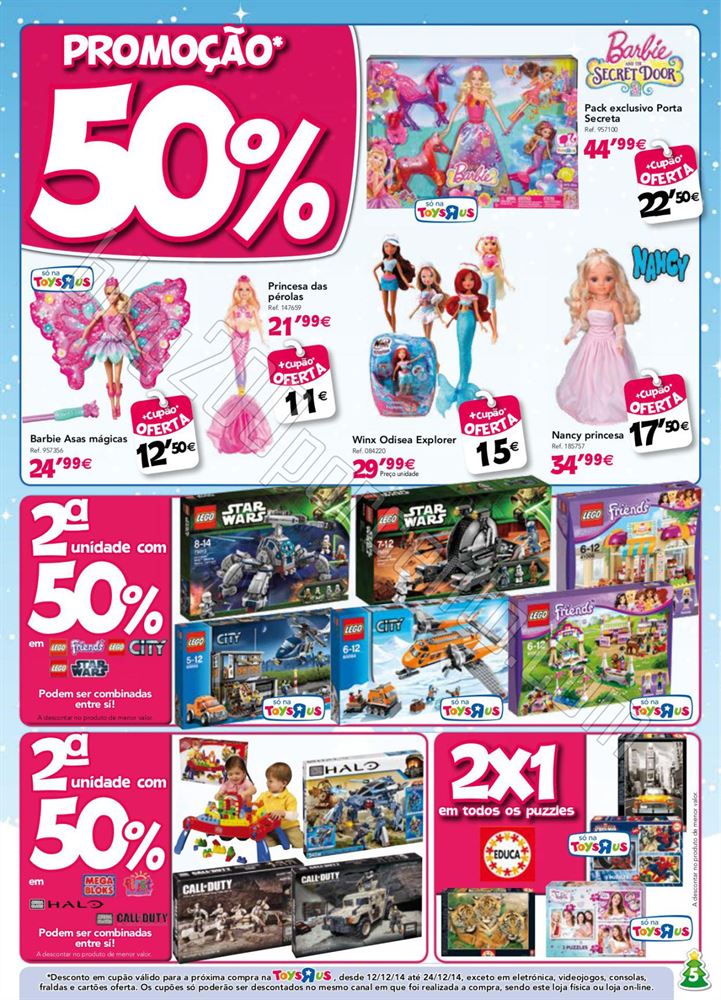 Novo Folheto TOYSRUS 50% de desconto de 3 a 11 dez