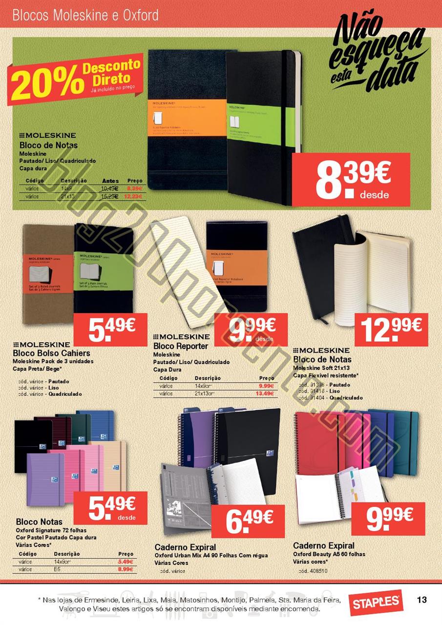 Antevisão Folheto STAPLES Agendas de 1 outubro a 