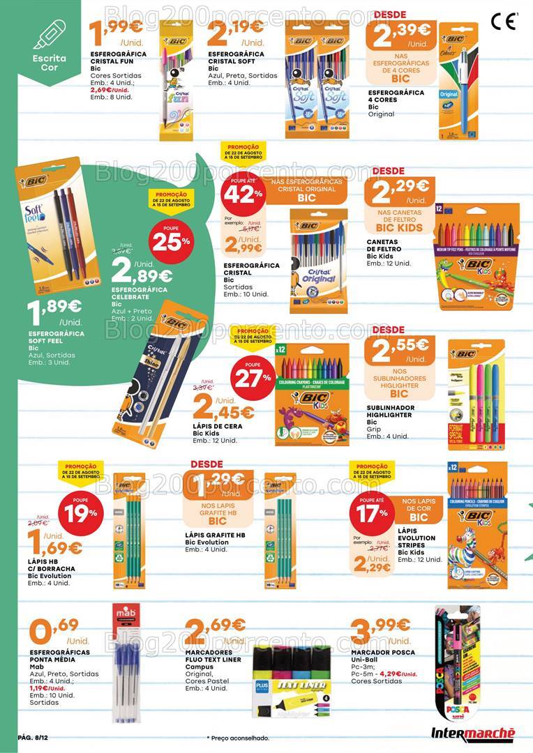 Antevisão Folheto INTERMARCHÉ Promoções Regresso às Aulas - 22 agosto a 15 setembro