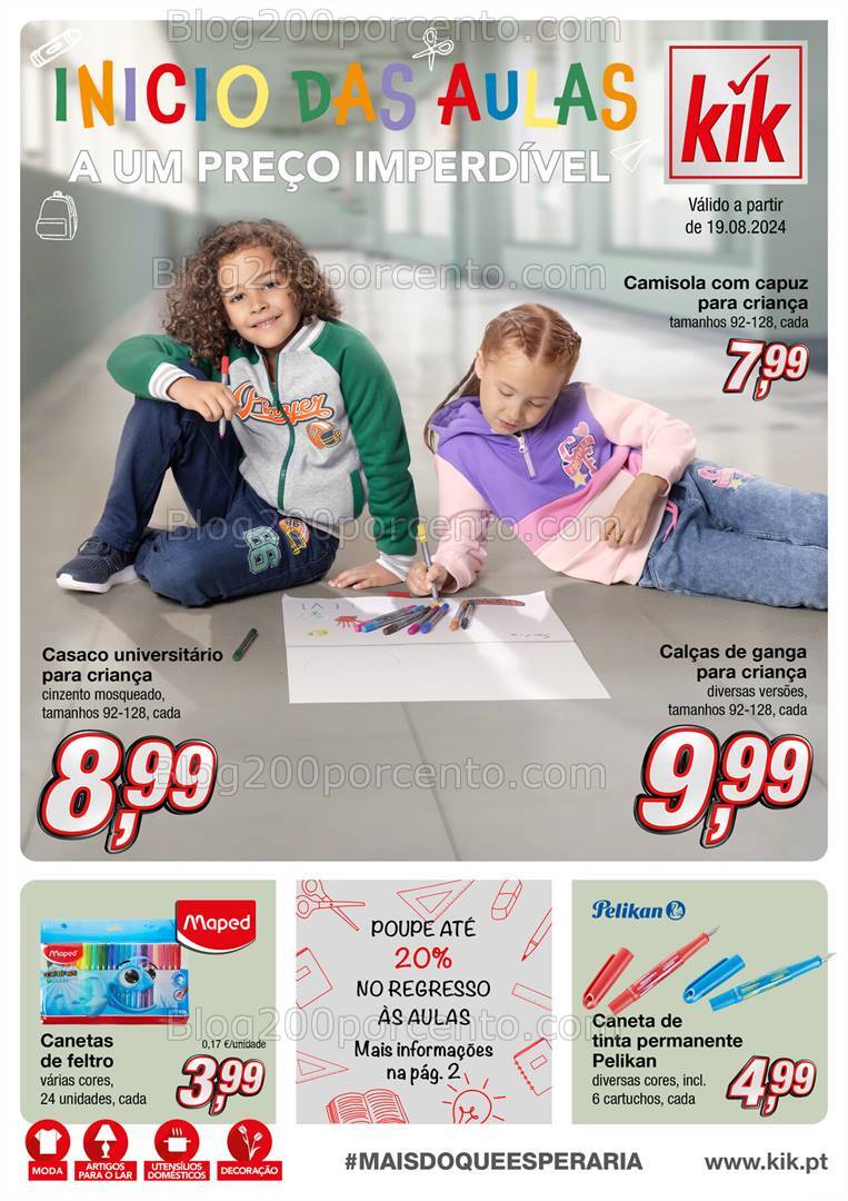 Antevisão Folheto KIK Regresso às Aulas Promoções a partir de 19 agosto