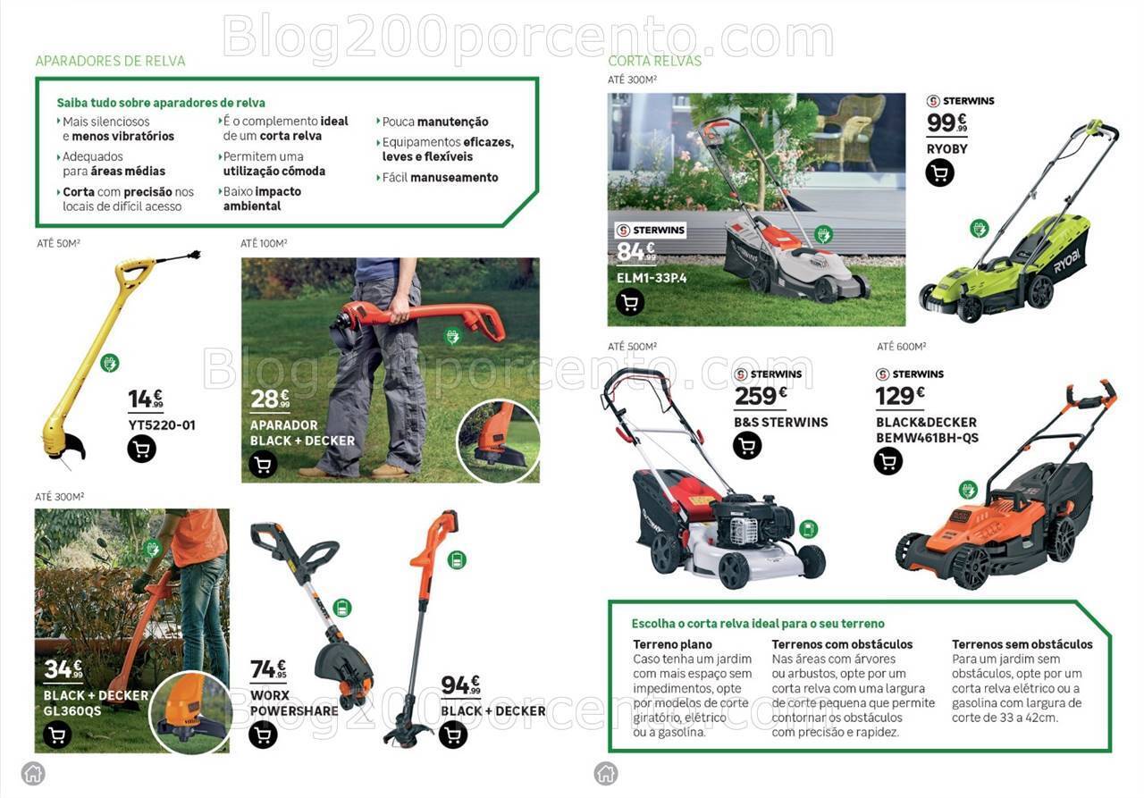 Antevisão Folheto LEROY MERLIN Catálogo Jardim Motorizados Promoções até 14 maio