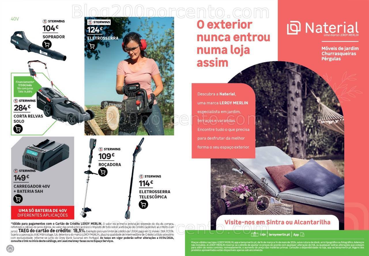 Antevisão Folheto LEROY MERLIN Catálogo Jardim Motorizados Promoções até 14 maio