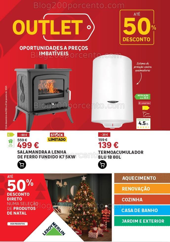 Antevisão Folheto LEROY MERLIN Outlet Promoções de 12 dezembro a 21 janeiro