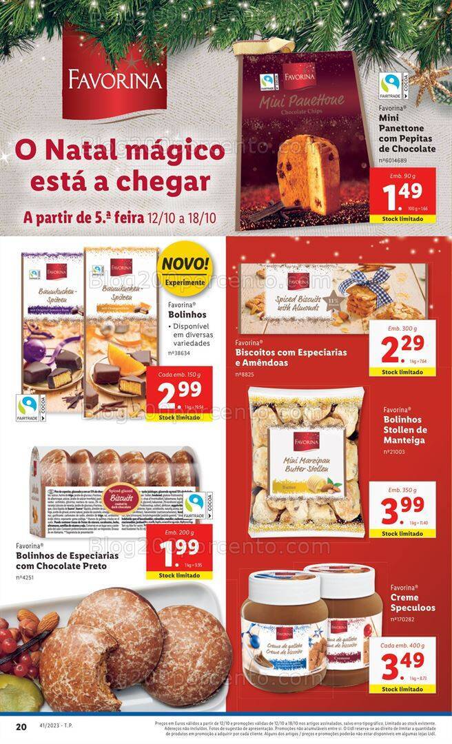 Antevisão Folheto LIDL Natal Favorina Promoções de 12 a 18 outubro