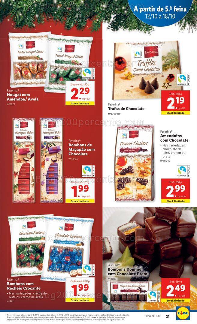 Antevisão Folheto LIDL Natal Favorina Promoções de 12 a 18 outubro