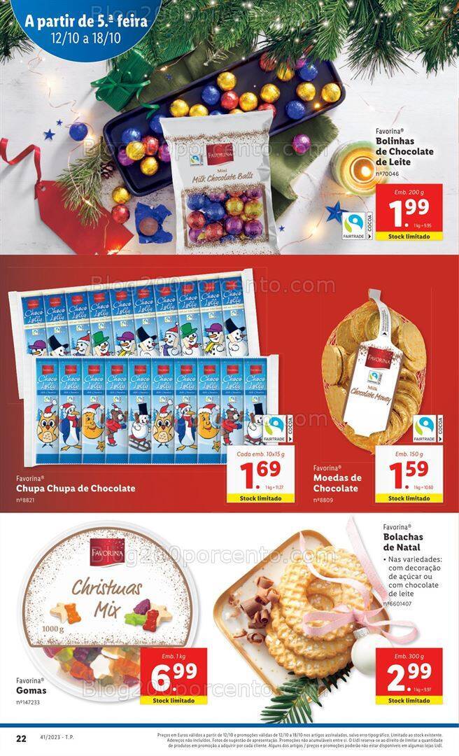 Antevisão Folheto LIDL Natal Favorina Promoções de 12 a 18 outubro