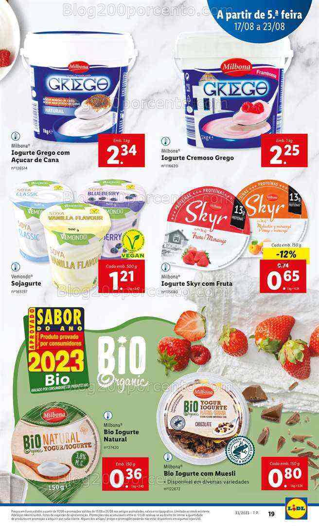 Antevisão Folheto LIDL Especial Iogurtes Promoções de 17 a 23 agosto