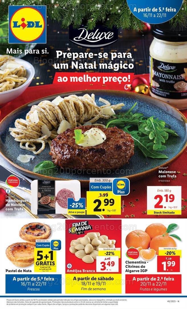 Antevisão Folheto LIDL Natal Promoções de 16 a 22 novembro