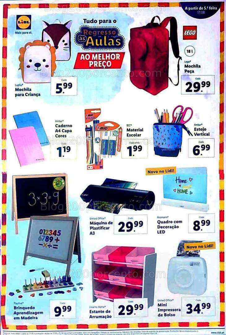 Antevisão Folheto LIDL Regresso às Aulas Promoções a partir de 17 agosto