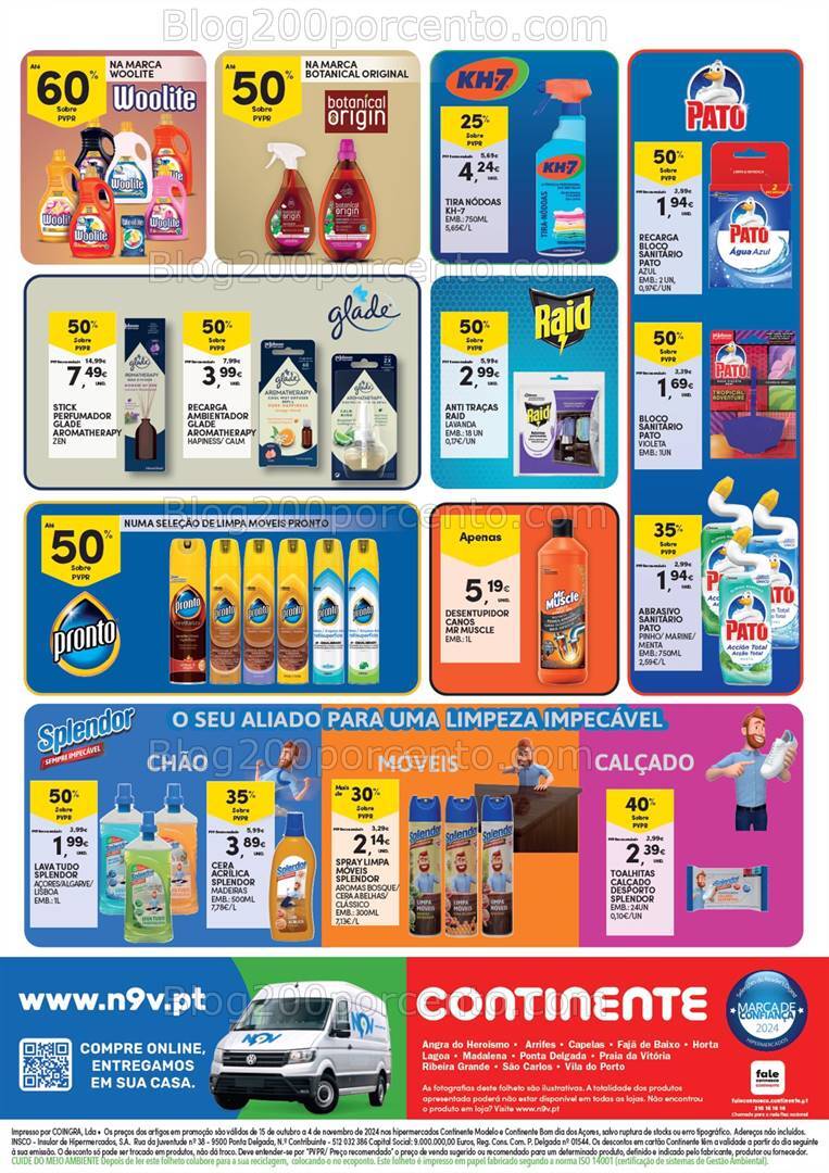 Antevisão Folheto CONTINENTE Açores Limpeza Higiene Beleza 15 outubro a 4 novembro