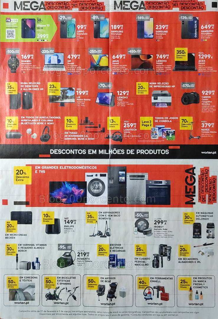 Folheto WORTEN Mega Descontão Promoções até 2 março
