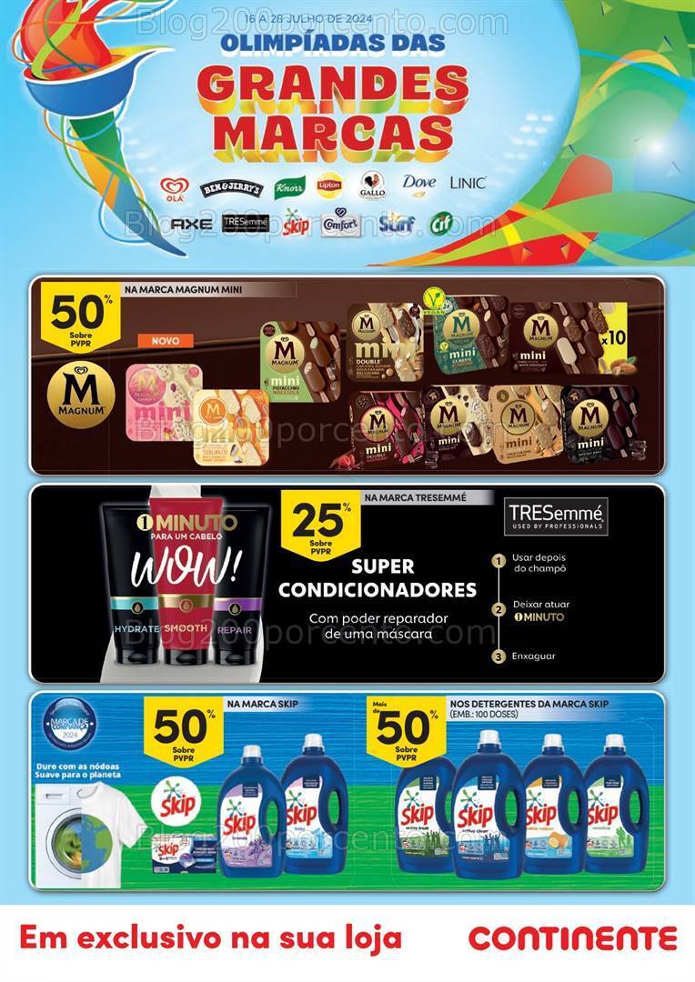Antevisão Folheto CONTINENTE Grandes Marcas Promoções de 16 a 28 julho