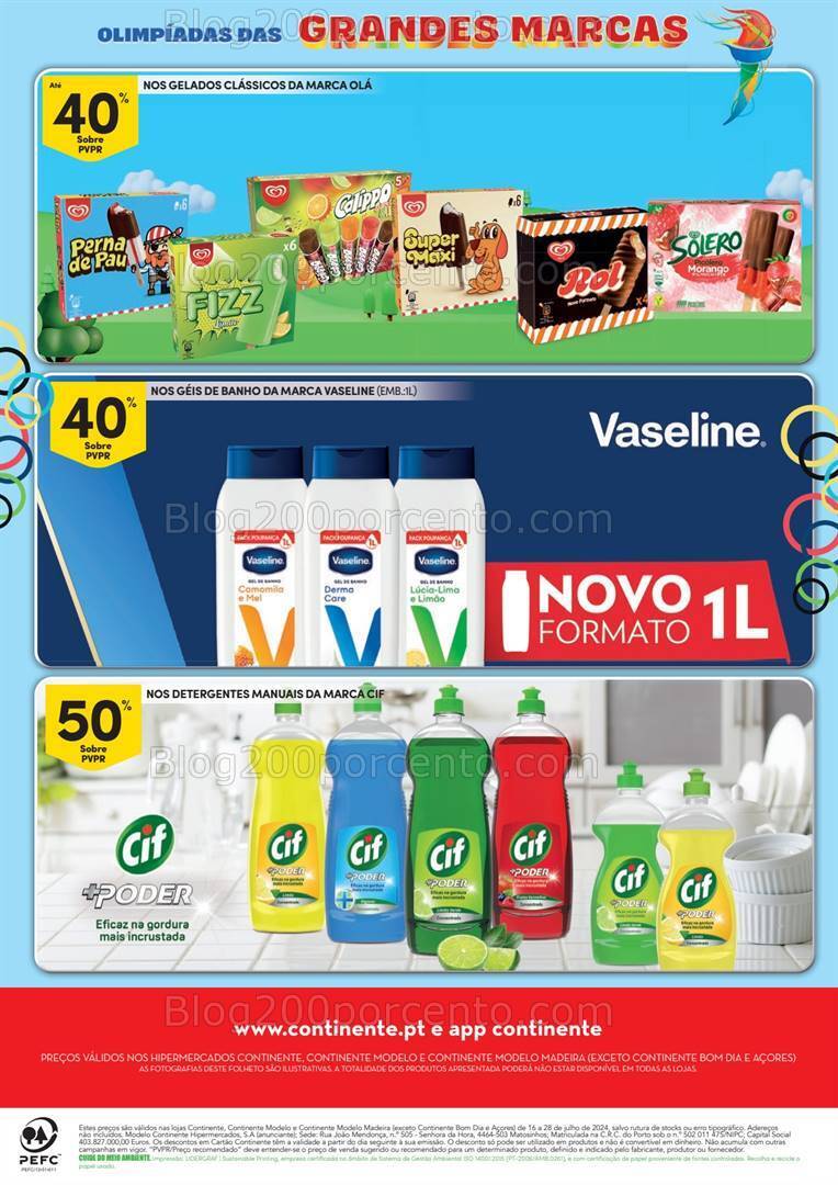 Antevisão Folheto CONTINENTE Grandes Marcas Promoções de 16 a 28 julho