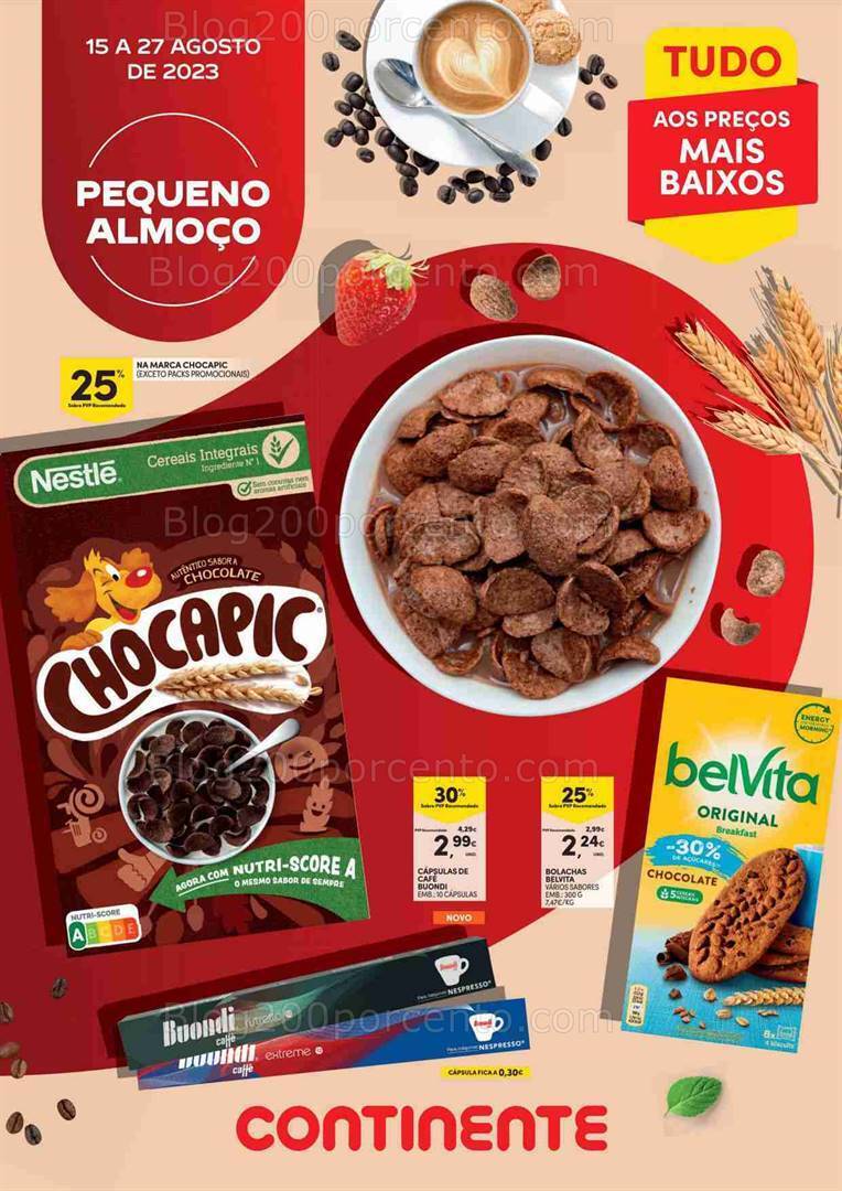 Antevisão Folheto CONTINENTE Especial Pequeno Almoço Promoções de 15 a 27 agosto