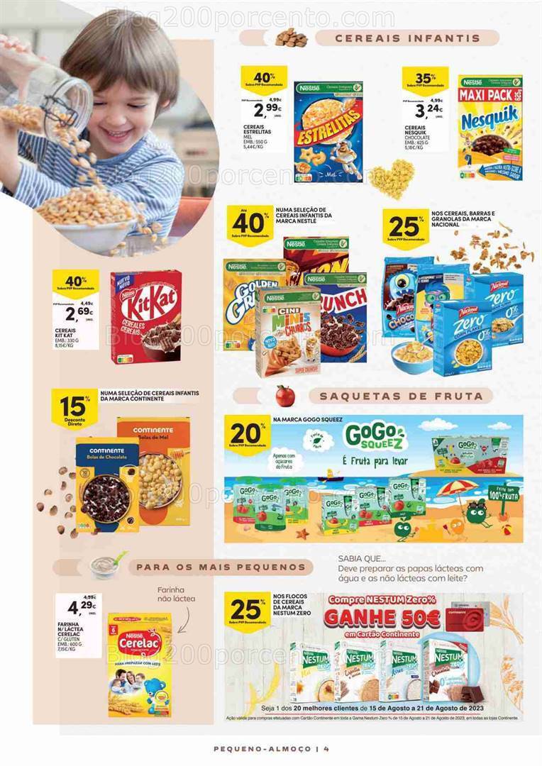 Antevisão Folheto CONTINENTE Especial Pequeno Almoço Promoções de 15 a 27 agosto