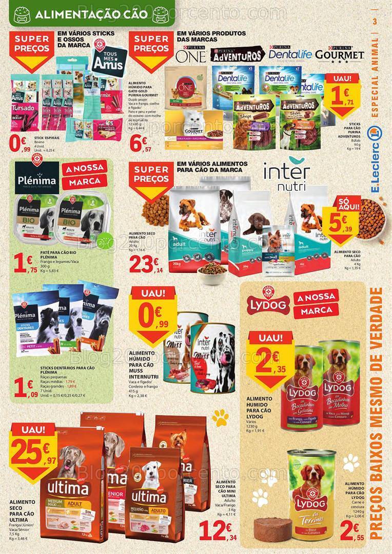 Antevisão Folheto E-LECLERC Especial Pets Promoções de 26 setembro a 8 outubro