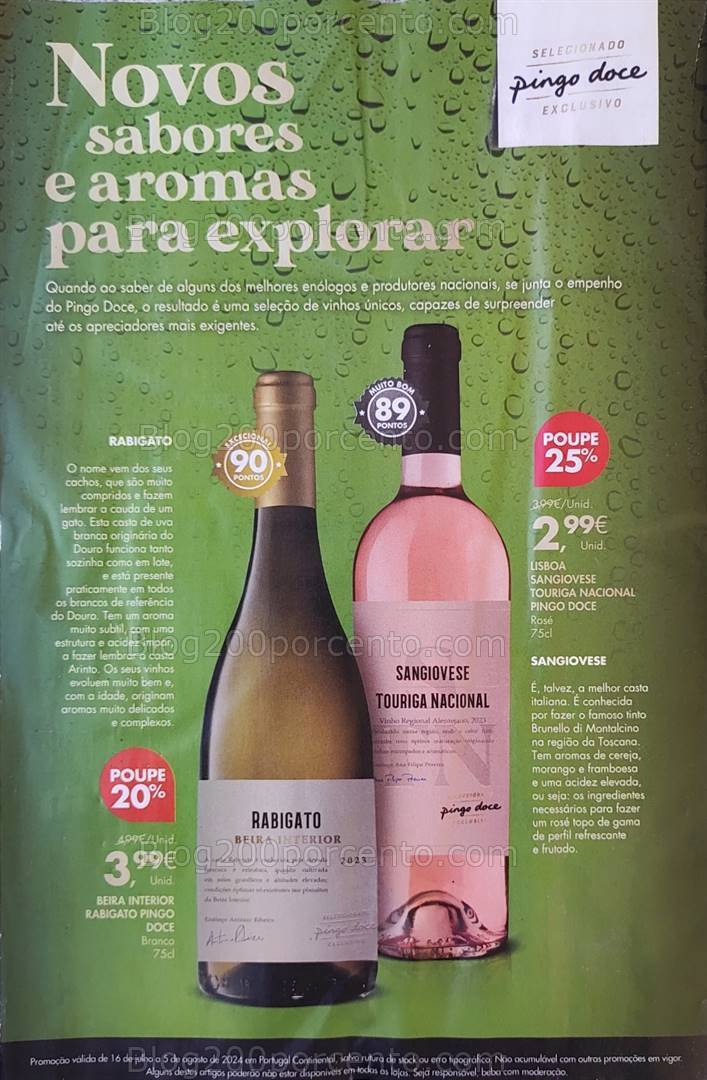 Antevisão Folheto PINGO DOCE Vinhos Promoções de 16 julho a 5 agosto
