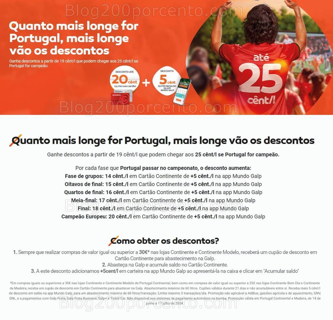 ALERTA - Oferta até 25cts/l CONTINENTE - GALP Promoções até 17 julho