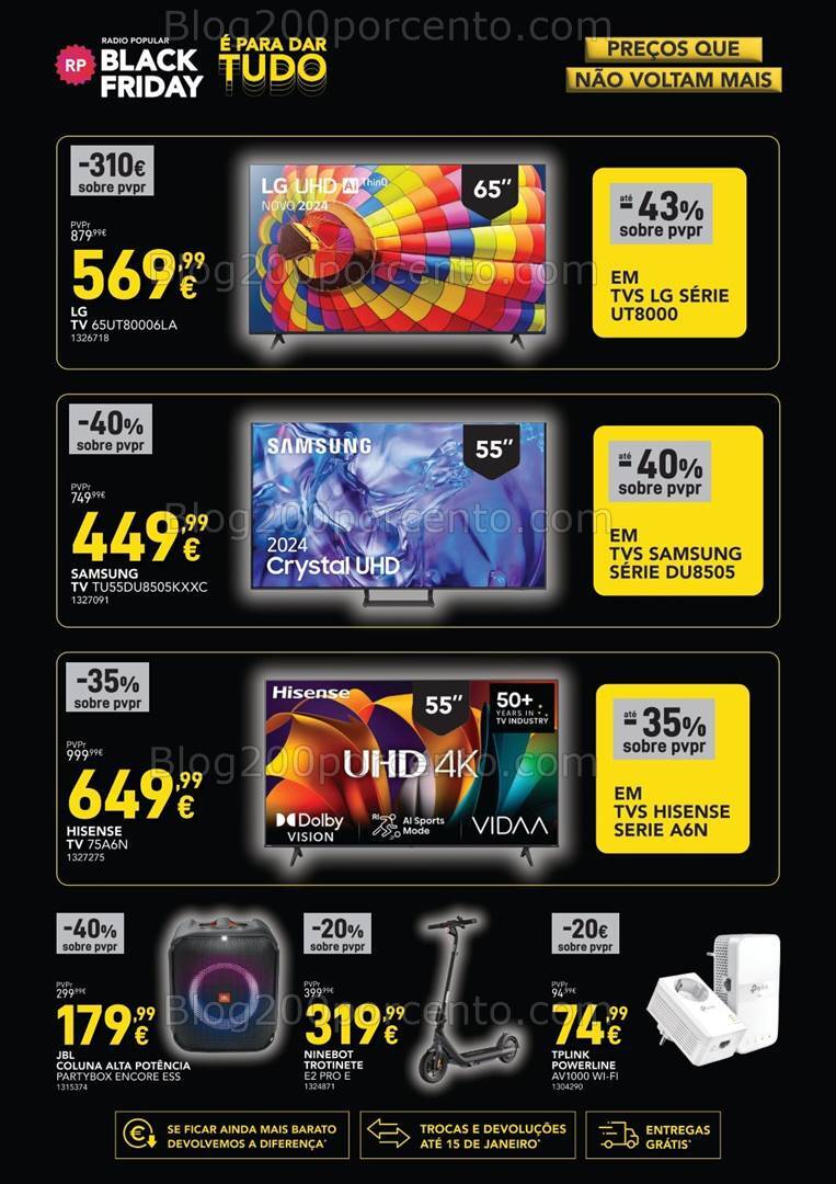 Antevisão Folheto RADIO POPULAR Black Friday Fim de Semana - 15 a 18 novembro