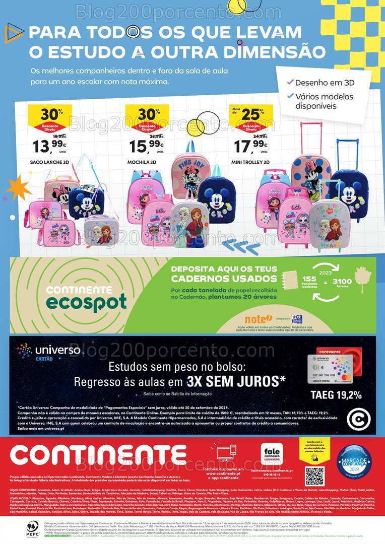 Antevisão Folheto CONTINENTE Regresso às Aulas - 13 agosto a 1 setembro