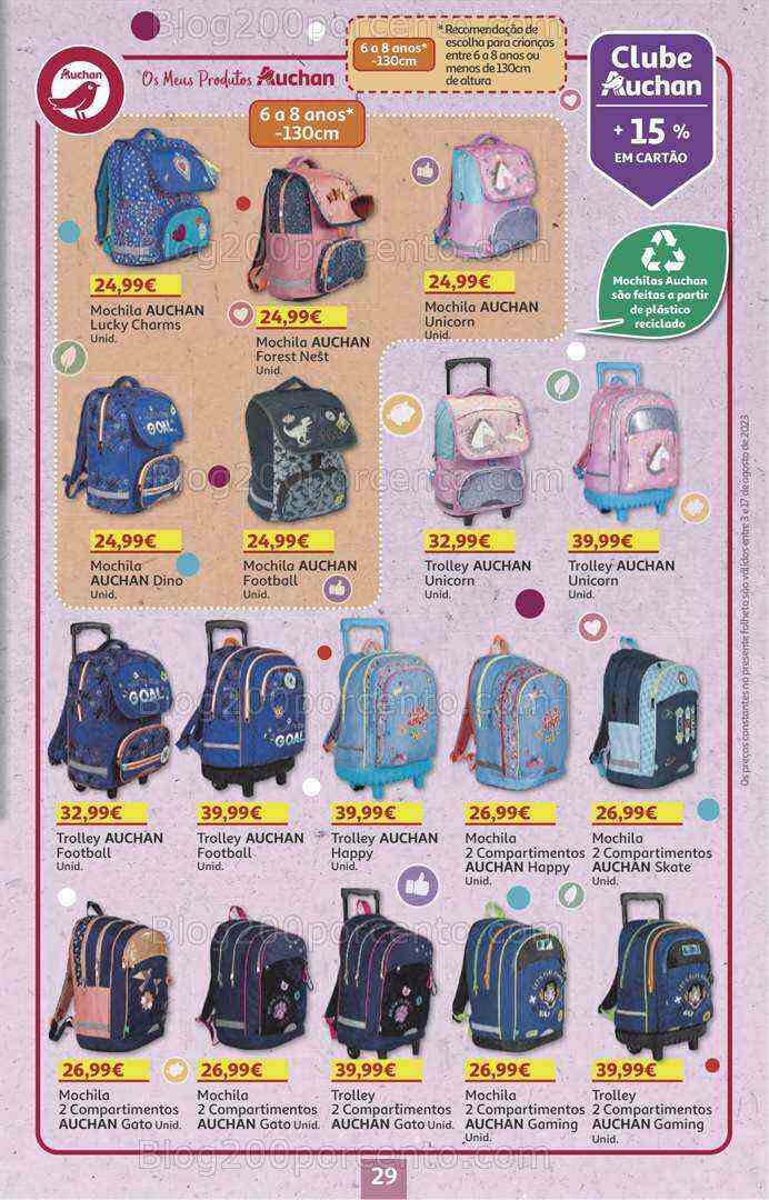Antevisão Folheto AUCHAN Promoções + Regresso às Aulas 3 a 17 agosto