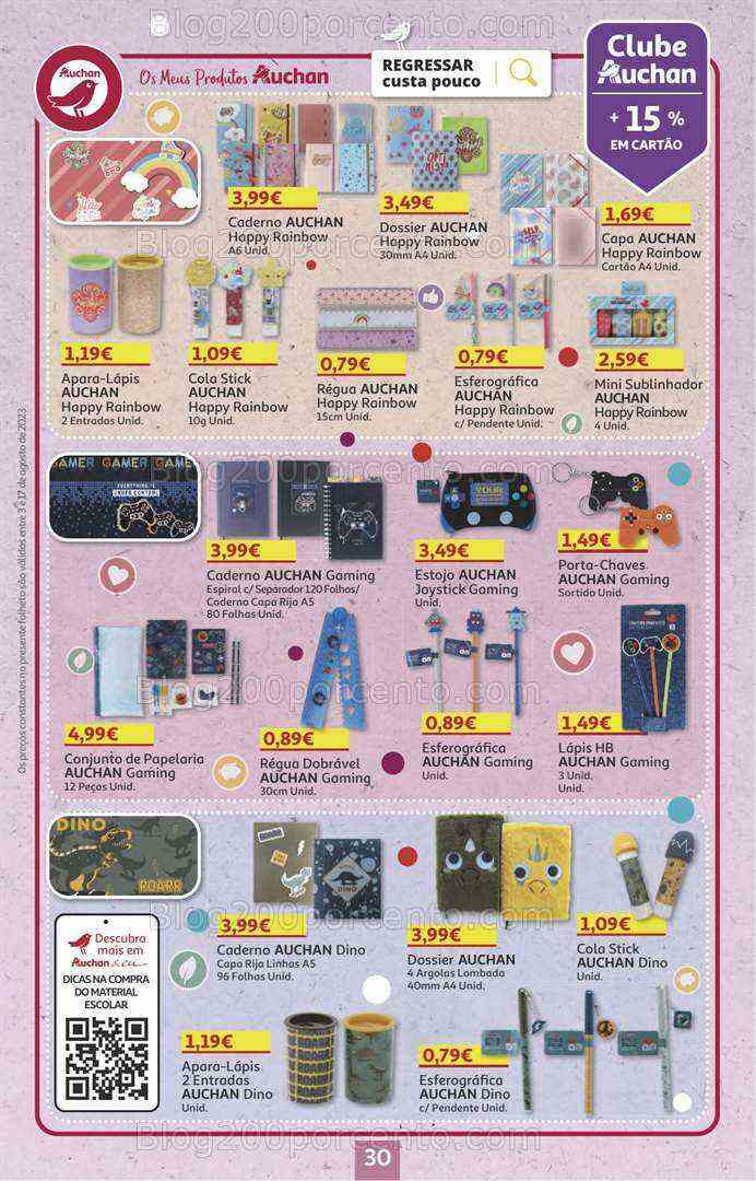 Antevisão Folheto AUCHAN Promoções + Regresso às Aulas 3 a 17 agosto
