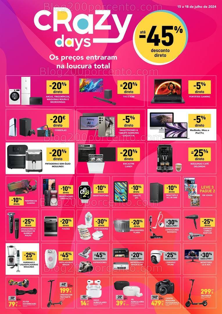 Antevisão Folheto RADIO POPULAR Crazy Days Promoções de 15 a 18 julho