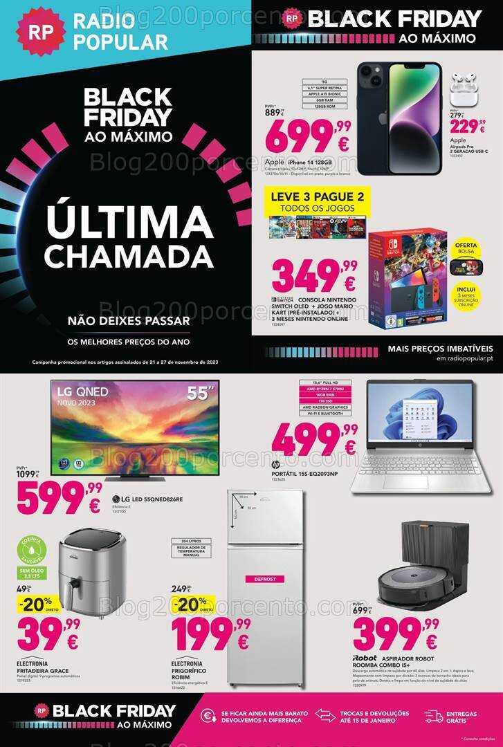 Antevisão Folheto RADIO POPULAR Black Friday Promoções de 21 a 27 novembro