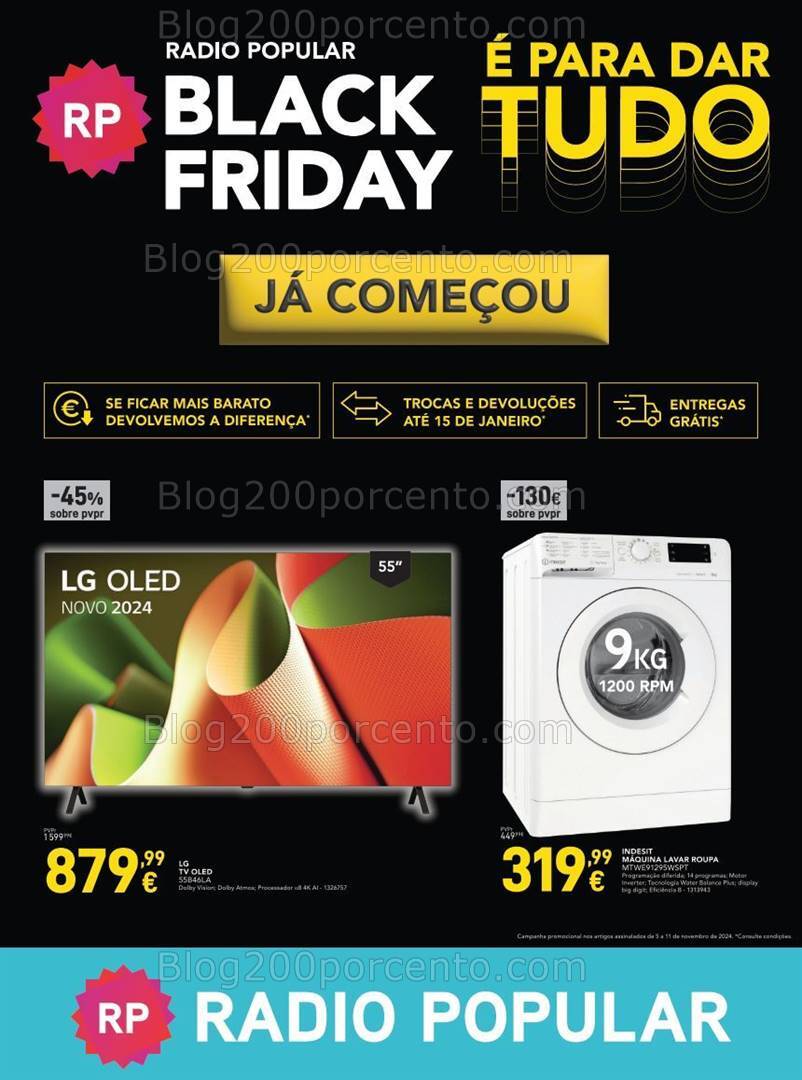 Antevisão Folheto RADIO POPULAR Black Friday Promoções de 5 a 11 novembro
