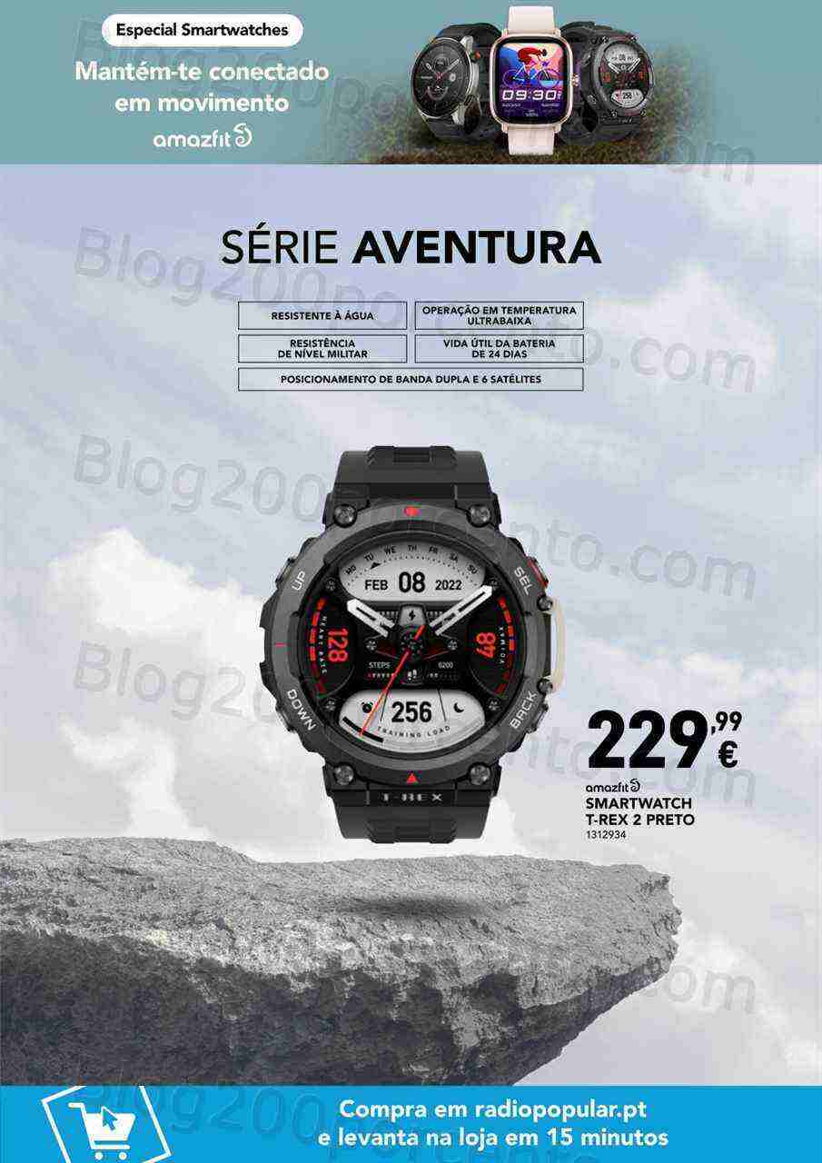 Antevisão Folheto RADIO POPULAR Smartwatches Promoções de 6 março a 8 abril