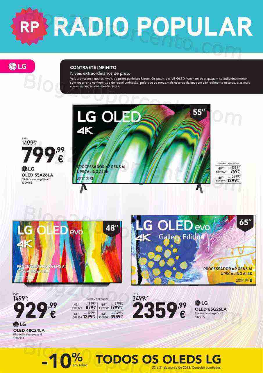 Antevisão Folheto RADIO POPULAR Especial TV Oled Promoções de 23 março a 6 abril