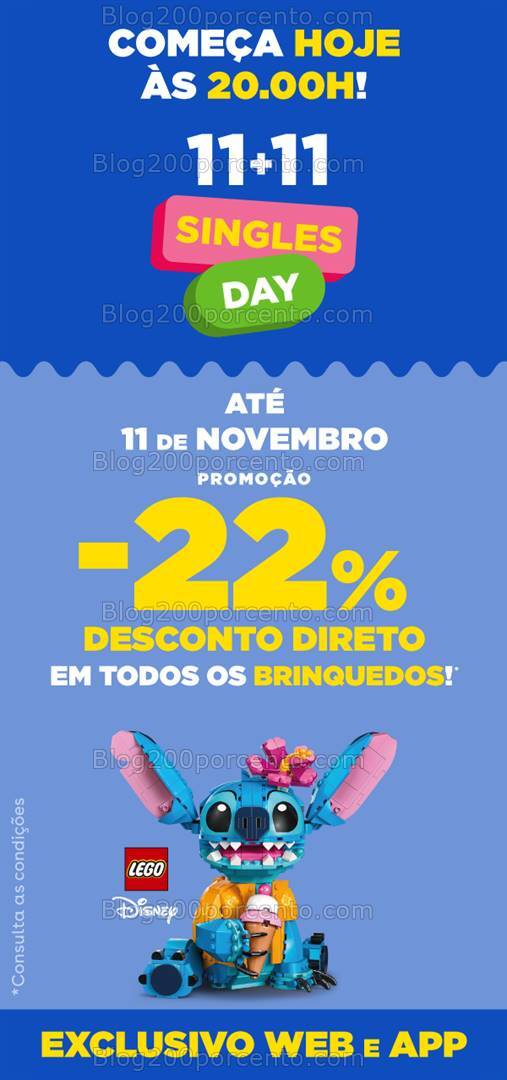 Antevisão Singles Day TOYSRUS 22% de desconto até 11 novembro!